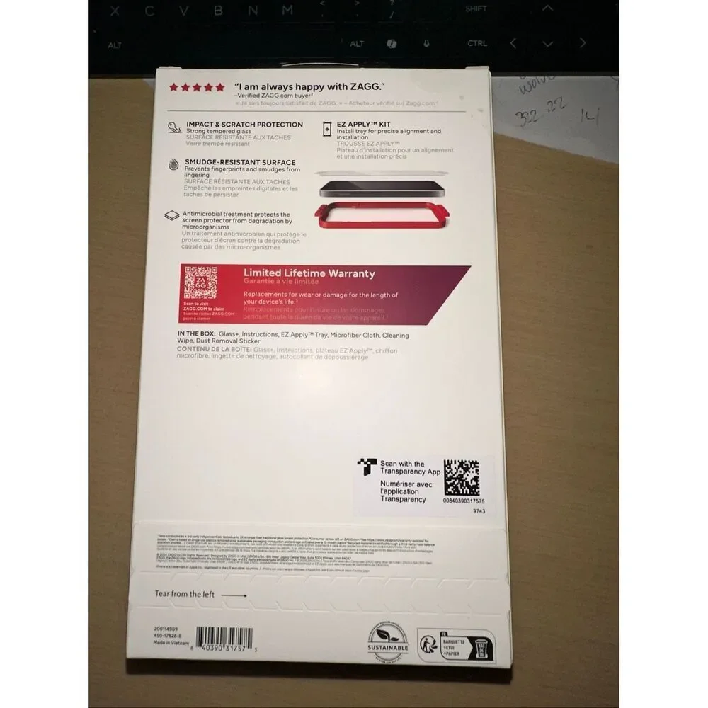 ZAGG Glass+ Screen Protector for iPhone 16 Pro Max
